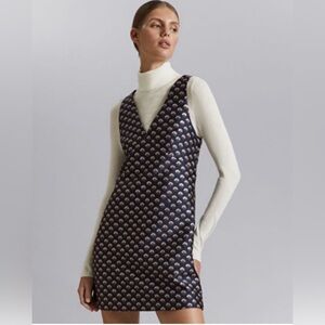 NWOT & Other Stories Navy Blue Sheath V Neck Mini Dress. Lined. Size 6